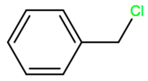 Structural representation of Benzyl chloride