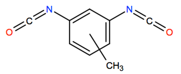 Structural representation of Toluene diisocyanate (mixed isomers)