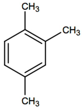 Structural representation of 1,2,4-Trimethylbenzene